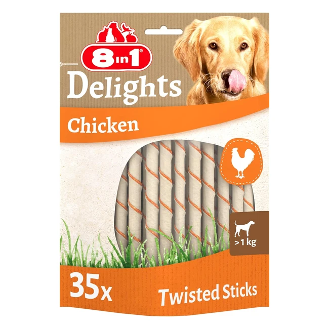 8in1 Delights Chicken Twisted Sticks - Hochwertige Kaustangen fr Hunde - 35 St
