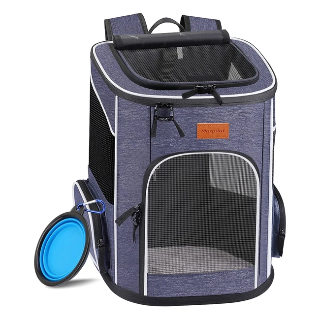 morpilot Cat Carrier Backpack Foldable Pet Carrier Backpack for Cats and Small Dogs - Ventilated Design - Safety Strap - Blue