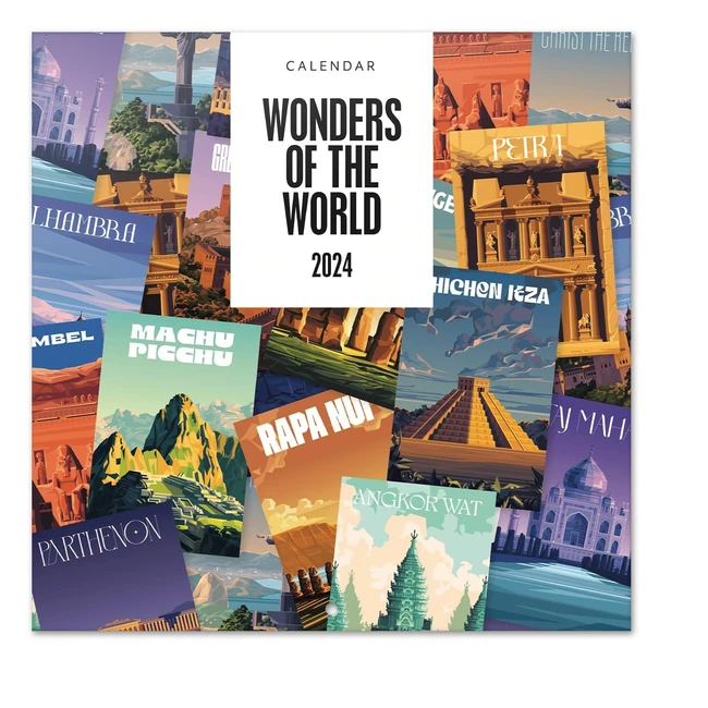 Calendario 2024 Wonders of the World 12 Mesi + 4 Omaggio 30x30cm FSC