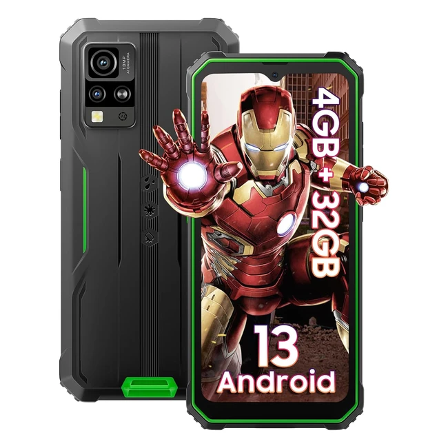 Blackview BV4800 - Movil Resistente Android 13 4GB/32GB TF 1TB 5180mAh 656HD Camara 13MP/5MP Fotografia de 360 Telefono Doble 4G GPS Face ID IP68/IP69K