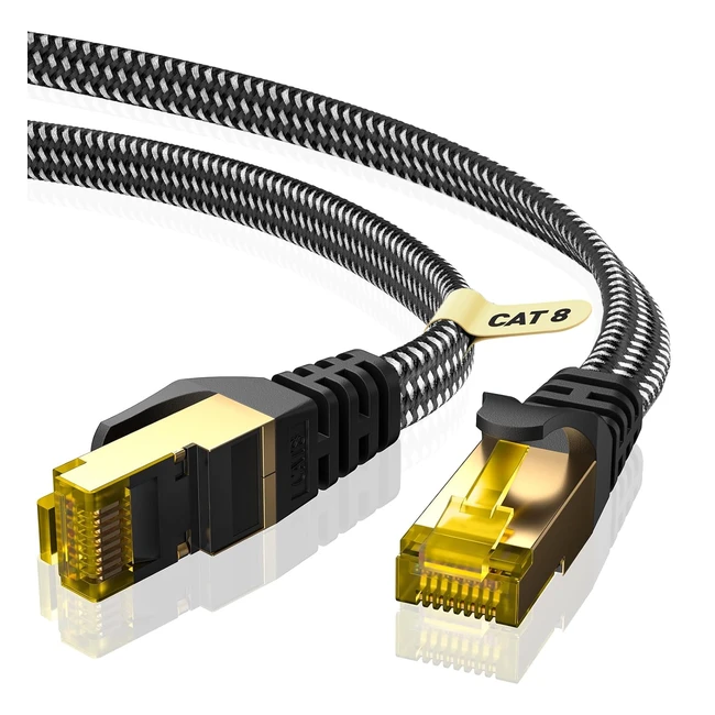 Câble Ethernet CAT 8 Ariskeen 4m - Haut Débit 40Gbps 2000MHzs - RJ45 STP Blindé - Xbox PS4 PS5 Routeur PC