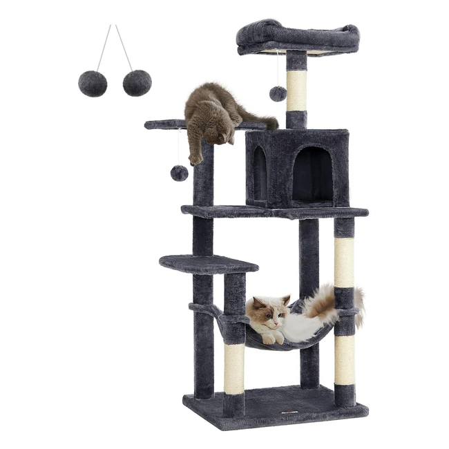 Arbre à chat FEANDREA hauteur 143 cm avec tour de jeux pour chats - PCT161G01
