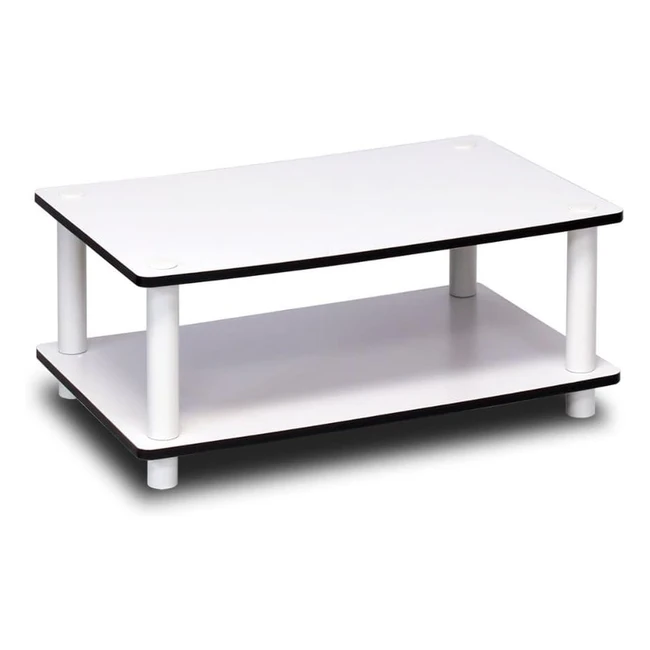 Furinno Just 2Tier No Tools Coffee Table - White (Reference: FTCT-001) - Stylish Design, Easy Assembly