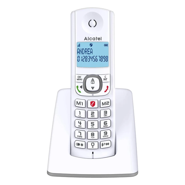 Alcatel F530 - Téléphone sans fil avec blocage d'appels, mains libres et touches mémoires - Blanc/Gris