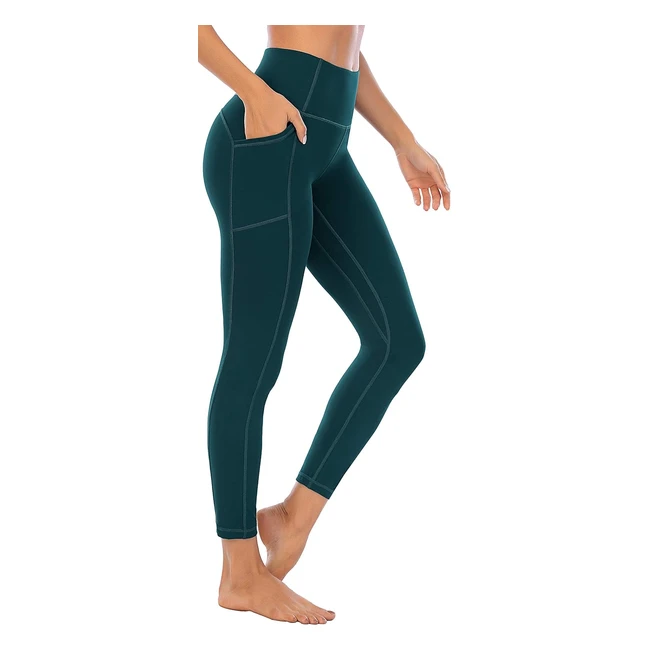 Ovruns High Waist Gym Leggings for Women - Yoga Pants with Pockets - Compression - Teal