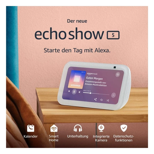 Zertifiziert und generalüberholt Echo Show 5 3. Gen - smarter Touchscreen mit Alexa - kompakt und leistungsstark