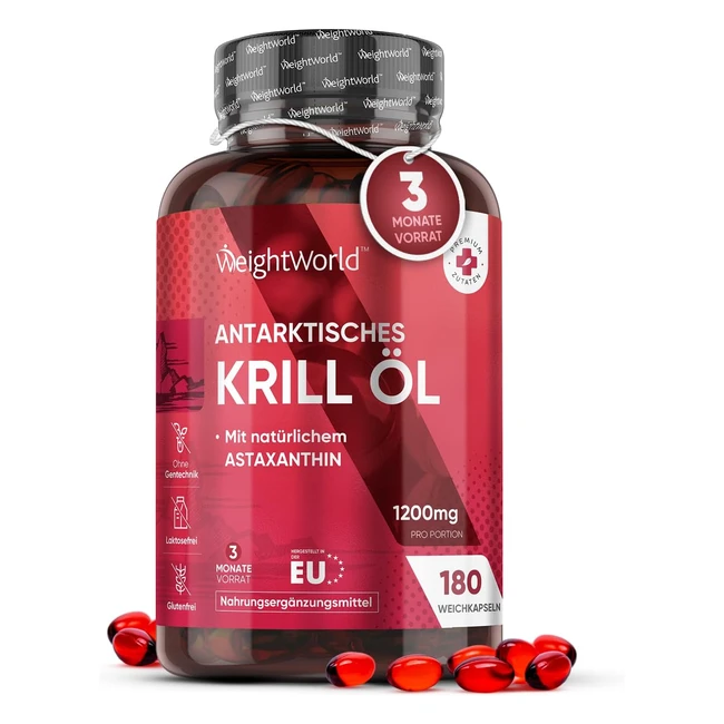 WeightWorld Krillöl Kapseln 1000 mg Antarktisches Krillöl mit Omega 3 120 Kapseln - Natürlich & Nachhaltig