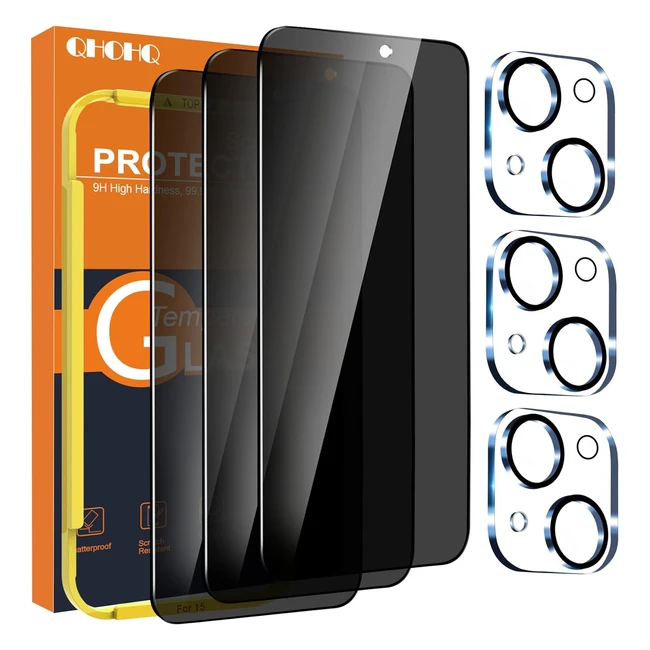 Protector pantalla privacidad iPhone 15 61 pulgadas - QHOHQ 3 piezas
