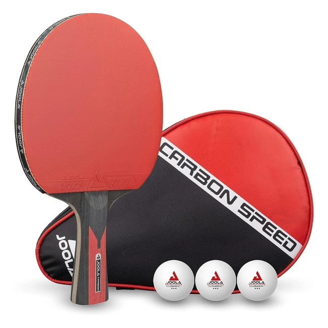 JOOLA Carbon Control Tischtennisschläger für Fortgeschrittene, Carbon Speed Set mit Premiumbällen 40mm & Tasche