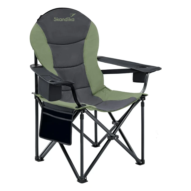 Skandika Relax Comfort Campingstuhl mit Getränkehalter und Kühlfach bis max. 160 kg, leichter faltbarer Stuhl für Camping und Festivals