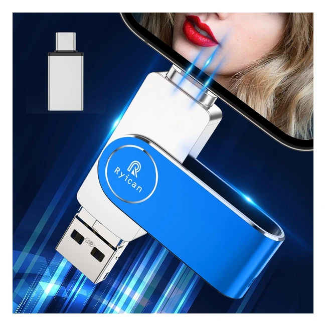 Ryican Chiavetta USB 512GB USB 3.0 Pendrive Trasferimento Veloce 4 in 1 Photostick USB-C per iOS Flash Drive Memoria Phone