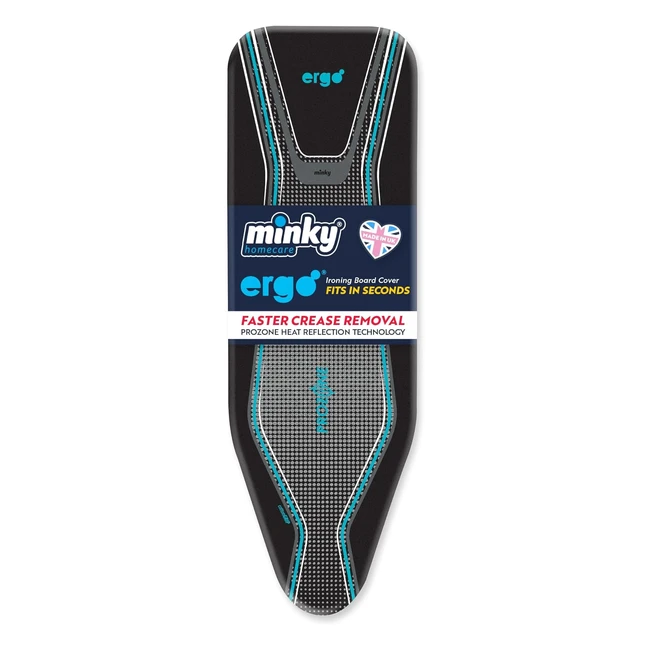 Minky Ergo Extra Thick Ironing Board Cover Black 122 x 38 cm Prozone Technology