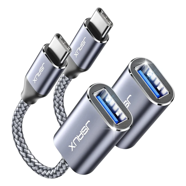 JSAUX Adapter USB C to USB Pack of 2 OTG Type C to USB 30 - Kompatibel mit iPhone 15 Pro Max iPad Pro 2022 MacBook Pro/Air Samsung Galaxy S23/S22/S21 Ultra Huawei P50 - Grau