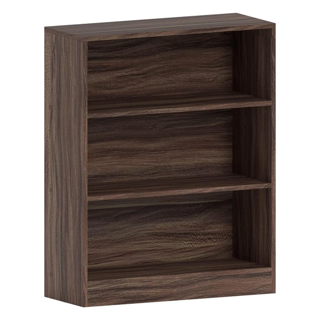 Vida Designs Cambridge 3 Tier Low Bookcase - Walnut - Sturdy & Stylish - H 75 x W 60 x D 24 cm