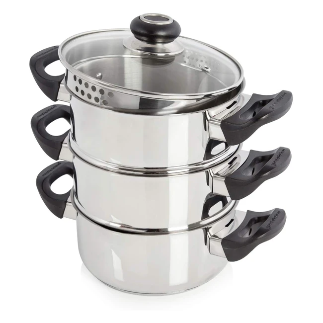 Morphy Richards Equip 970008 3 Tier Steamer - Stainless Steel 18 cm - Healthy Cooking