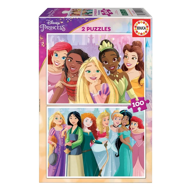 Puzzles Disney Princess 2x100 - Diversión Doble - 40 x 28 cm - A partir de 6 años