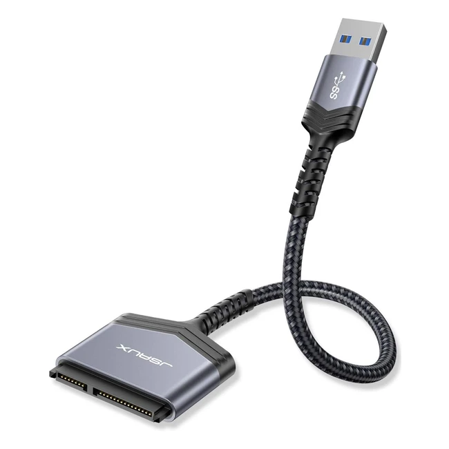 JSAUX USB 3.0 zu SATA Adapter, USB 3.0 zu 2,5-Zoll-Festplatten/SSD Nylon SATA Kabel Adapter, unterstützt UASP SATA III, kompatibel mit Windows MacOS ChromeOS Linux, grau