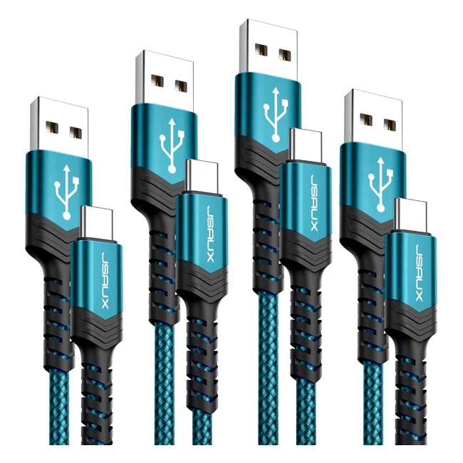 JSAUX USB C Kabel 3.1A, 4 Stück, 1m 1m 2m 3m, Typ C Schnellladekabel, kompatibel mit iPhone, Samsung Galaxy, Pixel, Switch