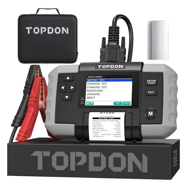 TOPDON BT600 Batterietester KFZ 12V 24V 1002000 CCA Autobatterie Tester mit Drucker