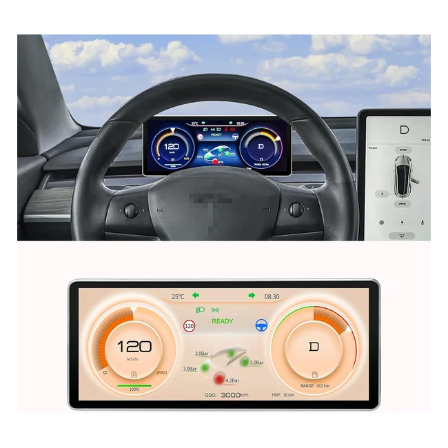 Onlysay HUD per Tesla Model 3/Model Y 2017-2023 con Carplay Wireless/Wired, Android Auto, Bluetooth, WiFi, USB, Navigazione, Power Speed, IPS HD Touchscreen 10 pollici