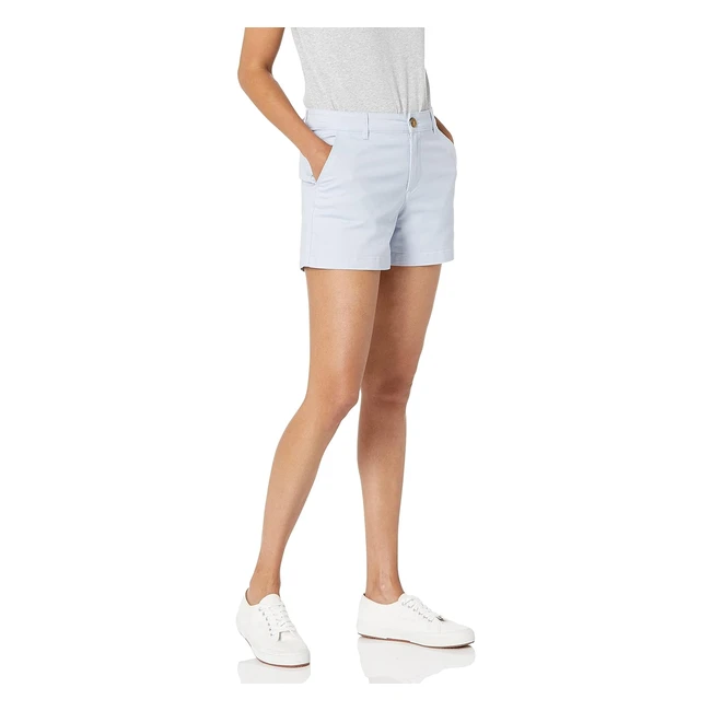 Amazon Essentials Womens Midrise Slimfit Chino Shorts - 35 Inseam - Light Blue