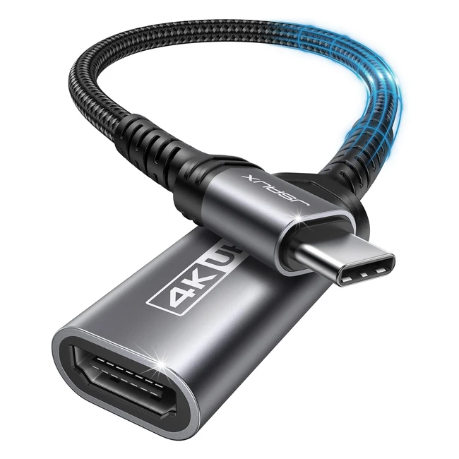 JSAUX USB C HDMI Adapter 4K Thunderbolt 3 zu HDMI Adapter für iPhone 15 Pro MacBook Pro Air Dell XPS 15 Samsung Galaxy Note 20 S20 S10 S9 Huawei P40 P30 Surface Pro 7 Grau