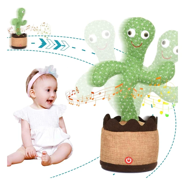 Giocattolo Cactus Danzante Ripeti Parlante per Bambini - Cactus Intelligente con Illuminazione per Danza - Peluche Interattivo per Educazione Precoce