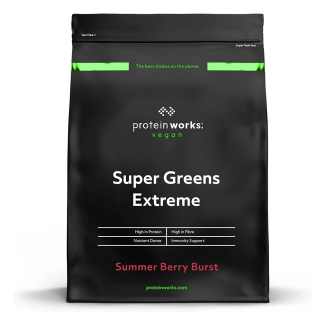 Proteína Works Super Greens Extreme Powder 500g - 20 Verduras - Vegano - Bajo en Azúcar