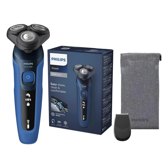Philips Shaver Series 5000 Wet and Dry Electric Shaver S546618 - ComfortTech Blades, 360 Contour Heads, SmartClick Precision Trimmer