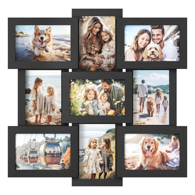 Songmics Picture Frame Collage for 9 Photos | 4x6 Frames | Glass | Black RPF029B01