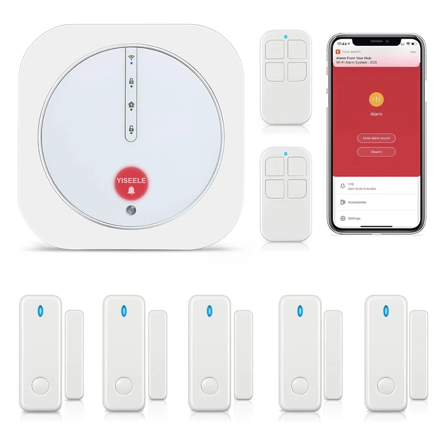 Yiseele Alarme Maison Sans Fil Wifi Intelligent Kit 9 Pièces - Compatible avec Alexa