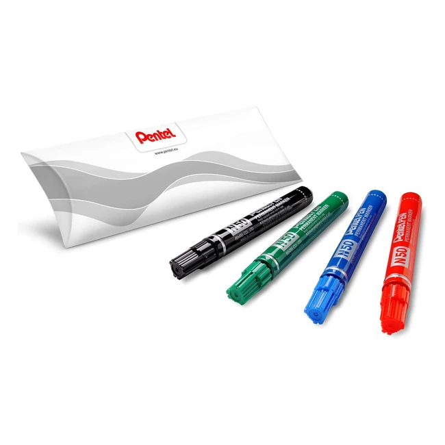 Pentel N50 - Marcatore Permanente Conica 4pz Colori Assortiti - Resistente e Versatile