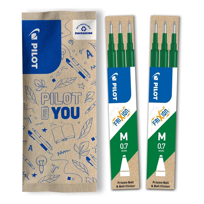 Pilot Frixion Gel Rollerball Pen Refills 07mm 6er Pack Grün Erasable Ink