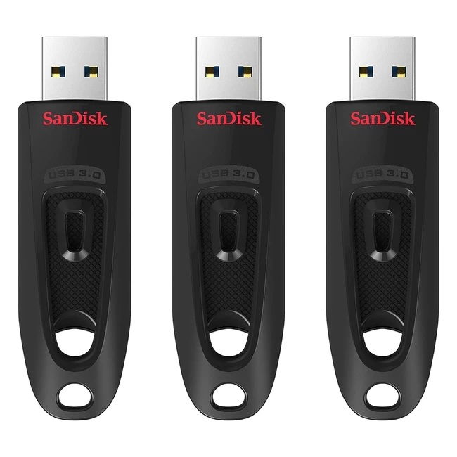 Sandisk Ultra USB 3.0 Flash Drive 64 GB - 3er Pack - Bis zu 130 MB/s