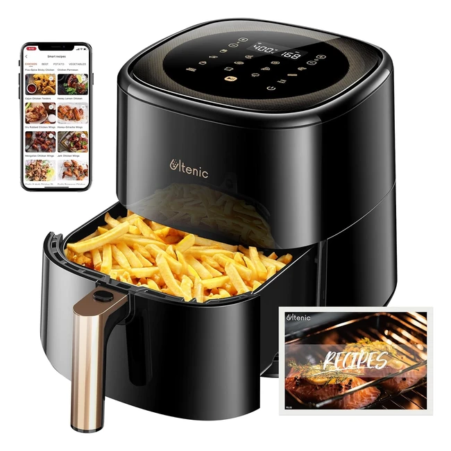 Ultenic K10 Air Fryer 5L Family-Sized Digital Touchscreen 11 Presets Menu Healthy Cooking 1500W Black