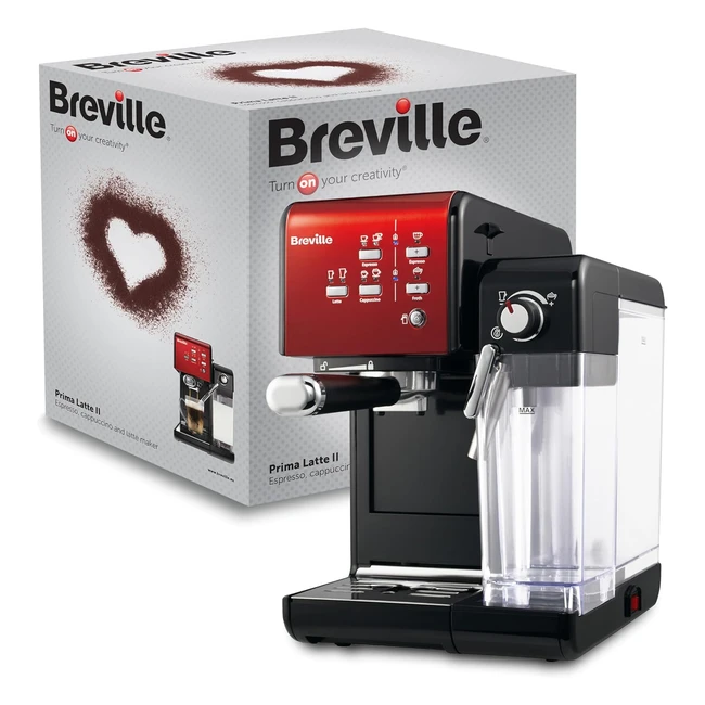 Machine à café et expresso Breville PrimaLatte II 19 bars - Pompe italienne - Mousseur lait automatique - Noir/Rouge VFC109X01