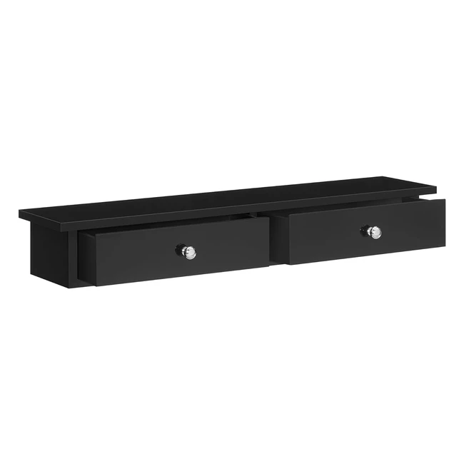 Songmics Wall Shelf Floating Shelf with 2 Drawers Holds Up to 15 kg - Modern Style Black LWS065B01