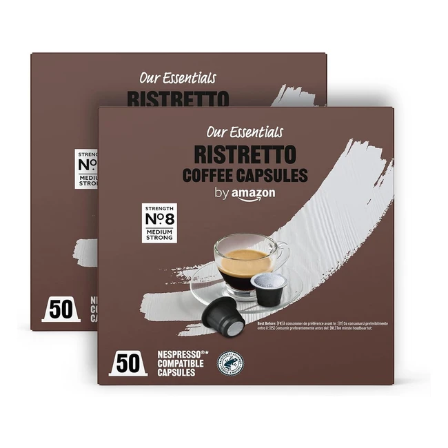 Capsules de café ristretto compatibles Nespresso - Lot de 100 - Torréfaction moyenne - Rainforest Alliance
