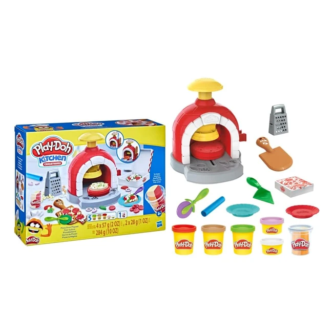 Four à pizza Play-Doh Kitchen Creations avec 6 pots de pâte à modeler et 8 accessoires