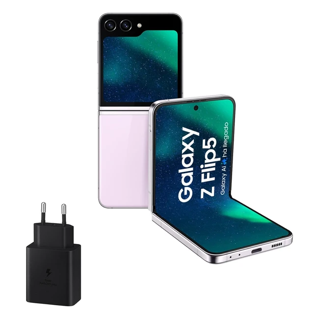Samsung Galaxy Z Flip5 512GB - Cargador 45W - Teléfono Móvil Plegable con IA - Smartphone Android Libre 8GB de RAM - Diseño Plegable Rosa Claro - Versión Española