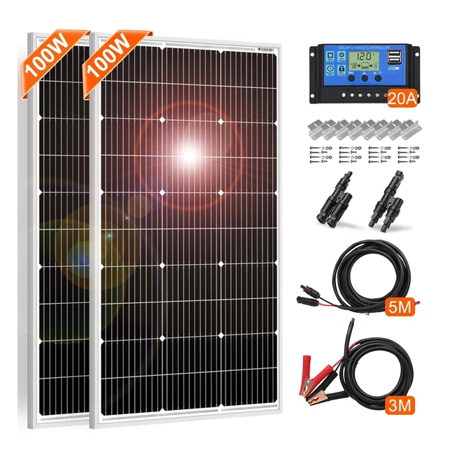 Panel Solar Dokio 100W 18V Monocristalino - Referencia 200W - Carga Batería 12V