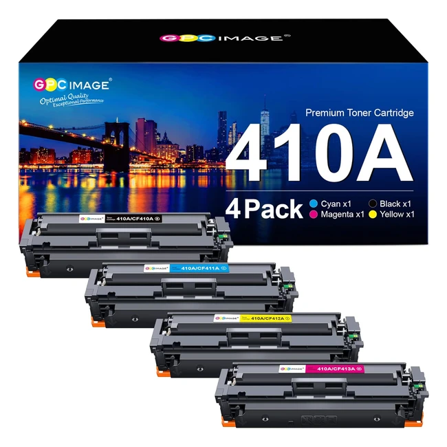 GPC Image Compatible Toner Cartridges for HP CF410A 410X CF410X - Black Cyan Magenta Yellow 4Pack