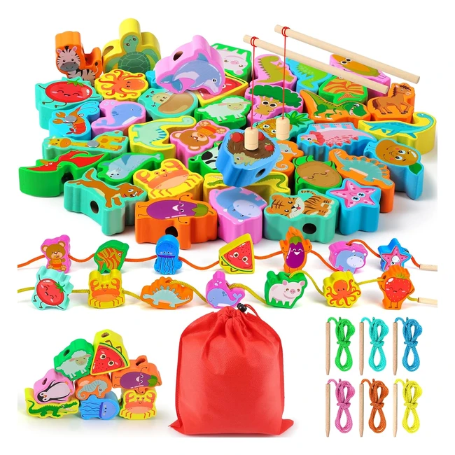 Giocattoli Montessori Ophy 48 Pezzi 2 in 1 Bambini 2 Anni Legno Compleanno 3 Anni