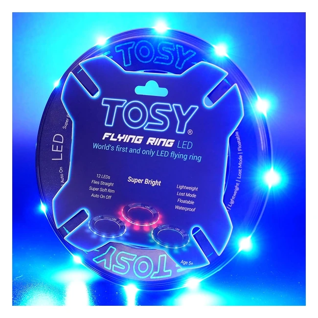 Tosy Flying Ring 12 LEDs Super Bright Auto Light Up Waterproof Frisbee - Cool Birthday Camping Gift