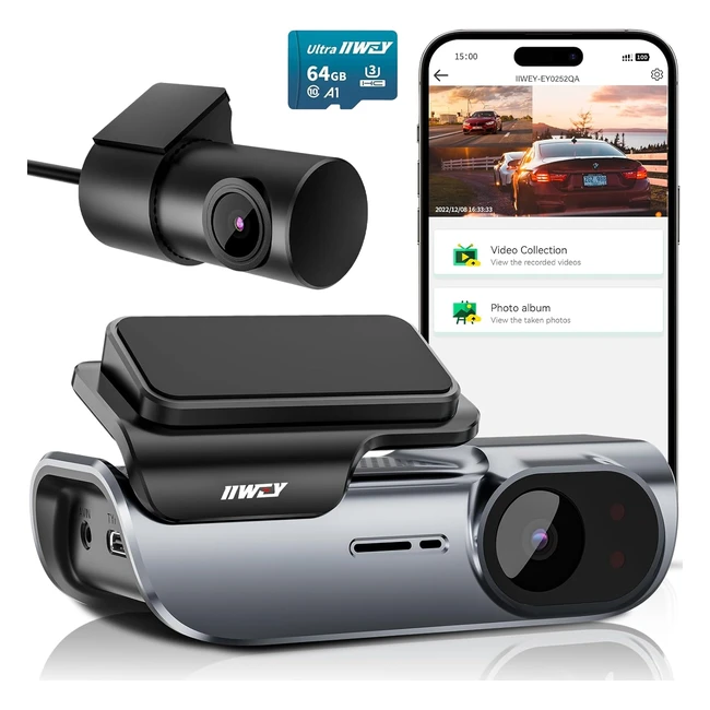 iiwey ey02 4k Dash Cam Front and Rear Built-in 5GHz WiFi Dual 4K 1080P Car Camera