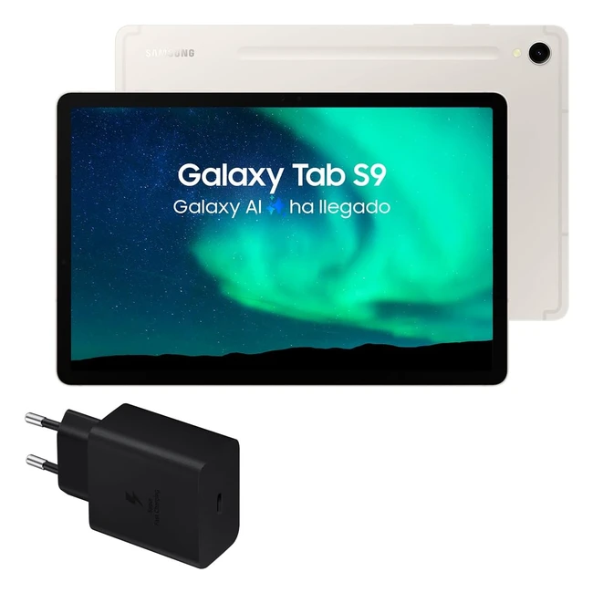 Samsung Galaxy Tab S9 256 GB 5G Cargador 45W Tablet Android con IA Ranura microSD S Pen Incluido Beige