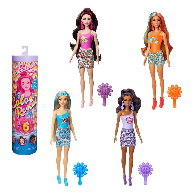 Barbie Color Reveal Trendy Bambole Cambia Colore 6 Accessori Serie Arcobaleno HRK06