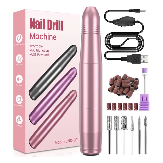 Professional Electric Nail Drill - Portable E File 20000rpm - Manicure Pedicure Set for Nail Care - Gifts for Girls Women Mum