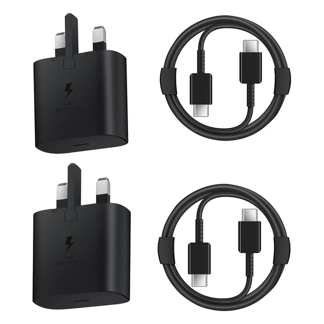 Samsung USB C Charger 25W PD Fast Wall Charger 2Pack with 2m Cable - Compatible with Galaxy S22 S21 FE 5G S20 Ultra Z Flip 3 Fold 3 Note 20