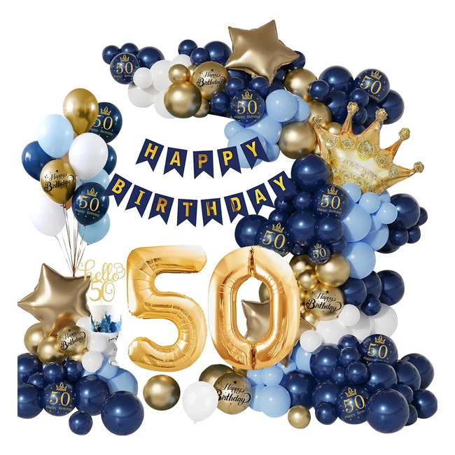 Palloncini Compleanno 50 Anni Blu Oro Decorazioni Festa Uomo Donna #50anni #compleanno #festacompleanno